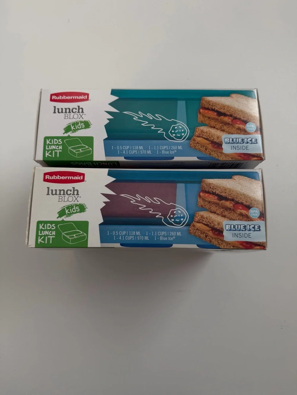 Rubbermaid Lunch Blox Kit Storage Containers Freezer Packs Blue Ice School Set 2